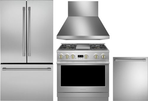 Monogram Kitchen Appliances Package with French Door Refrigerator, Gas Range and Dishwasher in Stainless Steel MORERADWRH