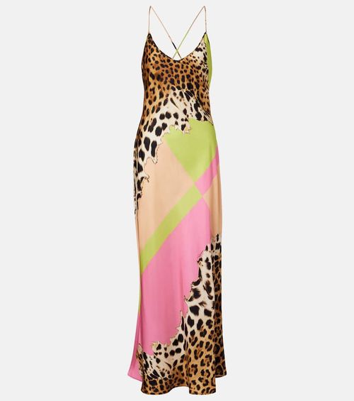 Printed silk slip dress