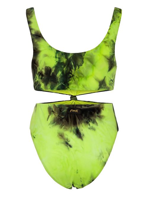 Tie-dye cut-out swimsuit - Yellow