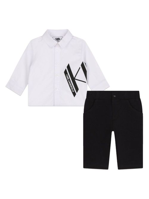 Logo-print cotton short set - White
