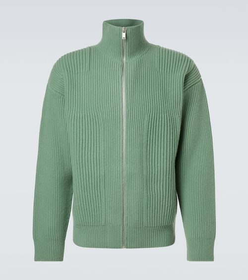 Wool zip-up cardigan