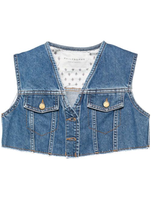 Cropped denim gilet - Blue