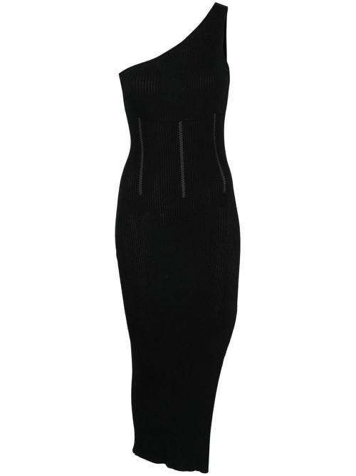 Ribbed-knit midi dress - Black