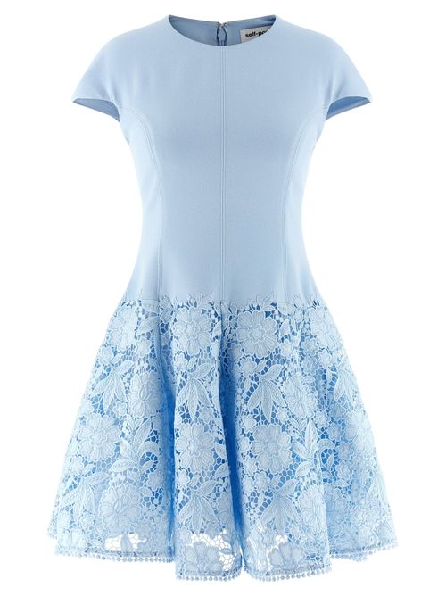Blue Crepe Lace Dress
