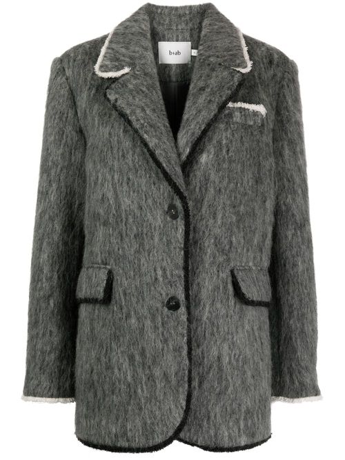 Brushed-finish single-breasted blazer - Grey