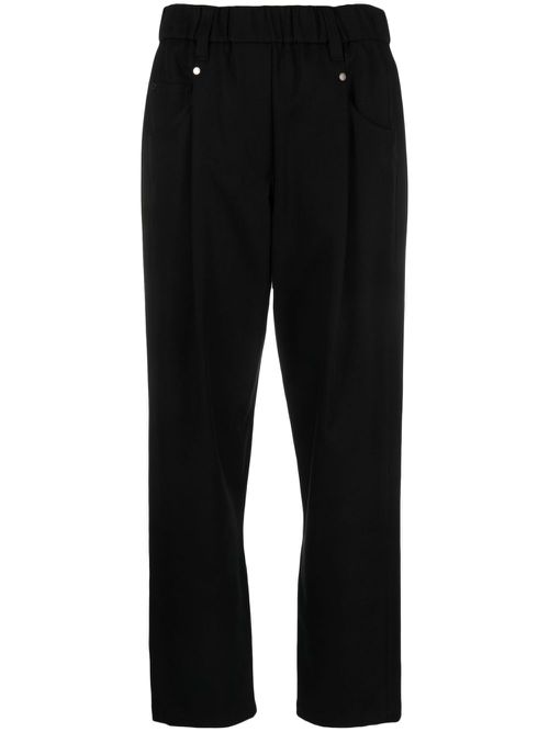Cropped straight-leg trousers - Black