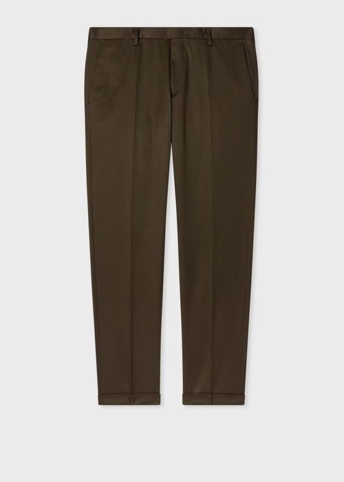 Slim-Fit Brown Cotton-Stretch Chinos