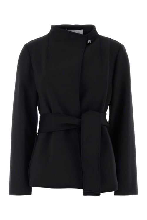 Nylon-Elastane Wrap Jacket — Black