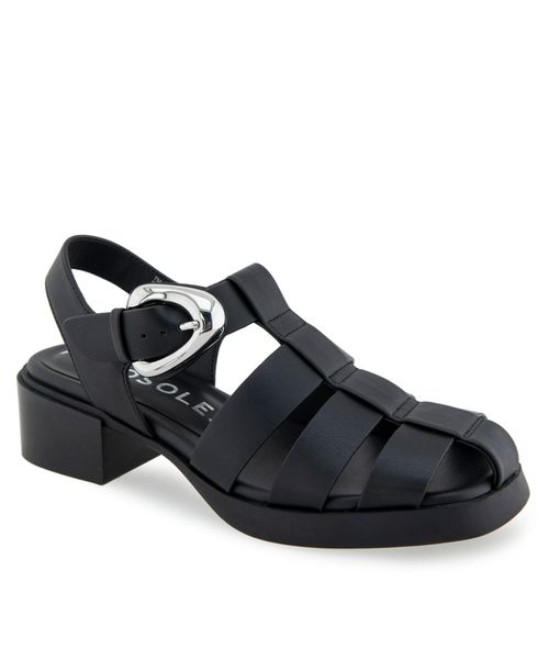 Women's Dapper Fisherman Almond Toe Flats - Black Faux Leather