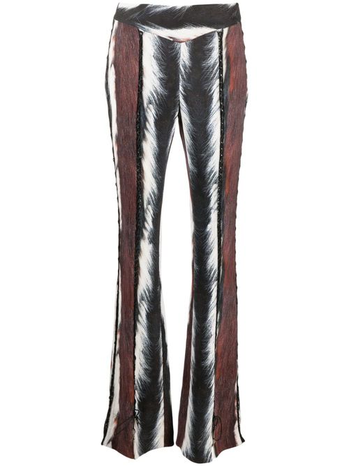 Animal-print lace-up trousers - Black