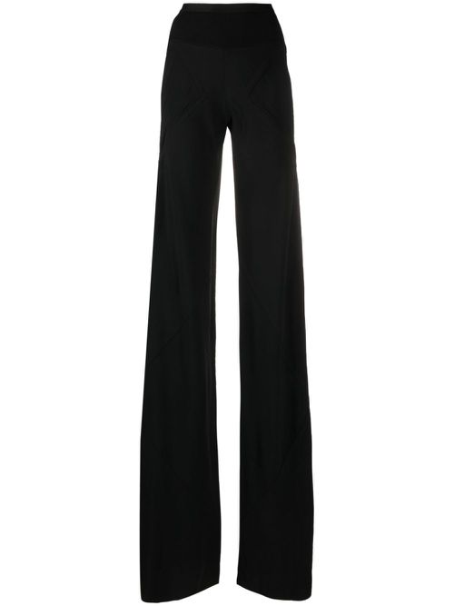 Long-line ribbed trousers - Black