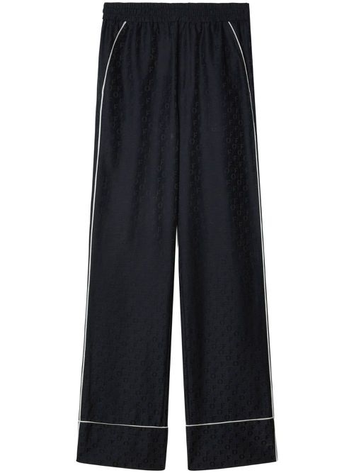 Straight-leg pyjama-inspired trousers - Black