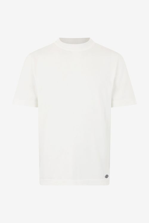 White T-shirt With Logo Plaque - Male T