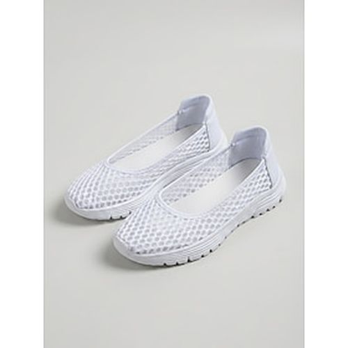 Lightinthebox Tênis feminino branco de malha respirável, modelo slip-on, leve e confortável, ideal para uso diário, viagens e caminhadas. atividades ao ar livre