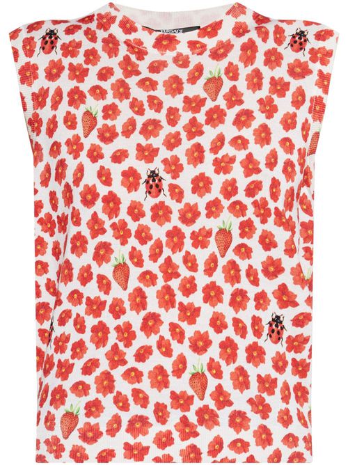 Floral-print T-shirt - Red