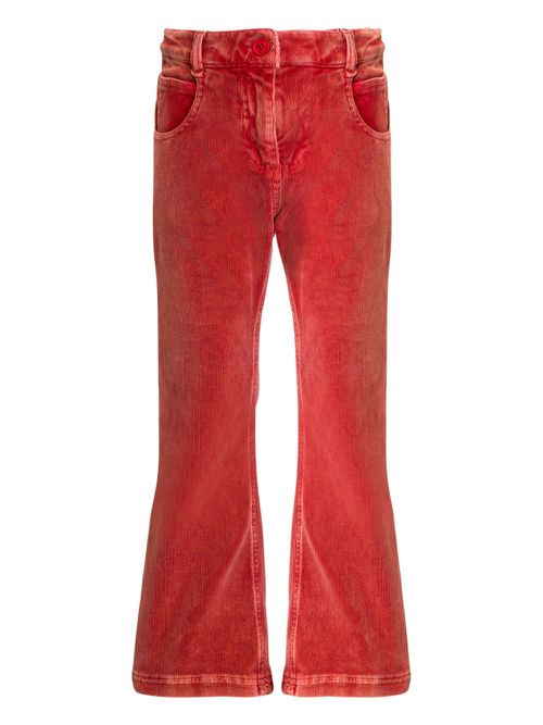 Cotton velvet bootcut trousers - Red
