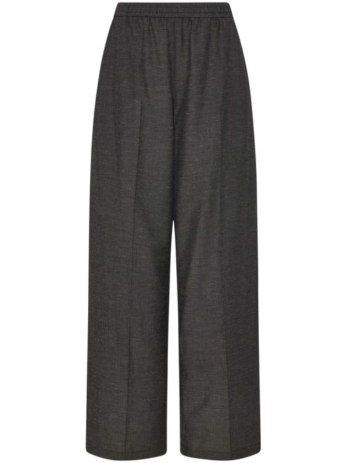 Elasticated-waist wide-leg trousers - Black