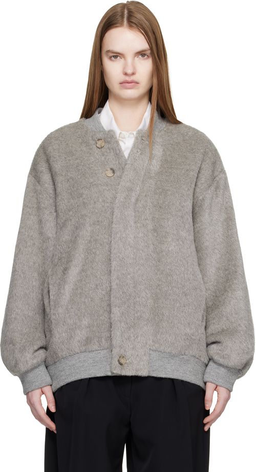 SSENSE Exclusive Gray Brushed Bomber Jacket