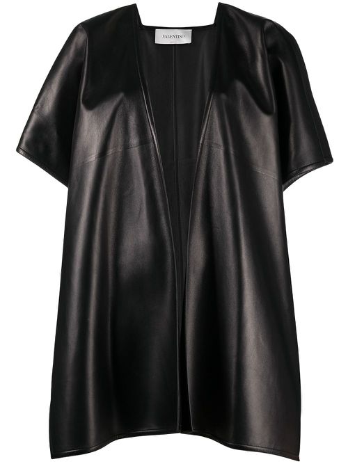 Valentino Garavani draped short-sleeve cape - Black