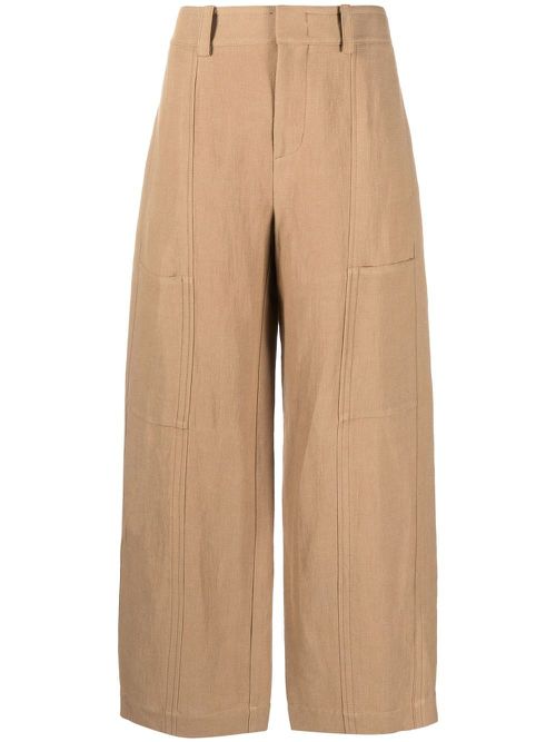 One tone-patch wide-leg trousers - Brown