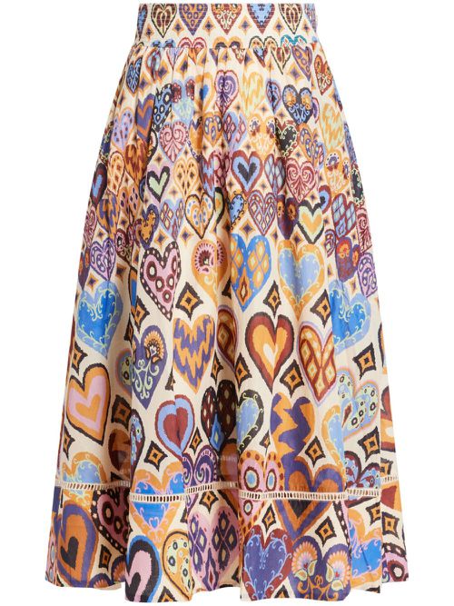 Hearts Ikat maxi skirt - Neutrals