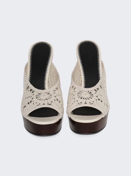 Wedge Crochet Sandals Cream