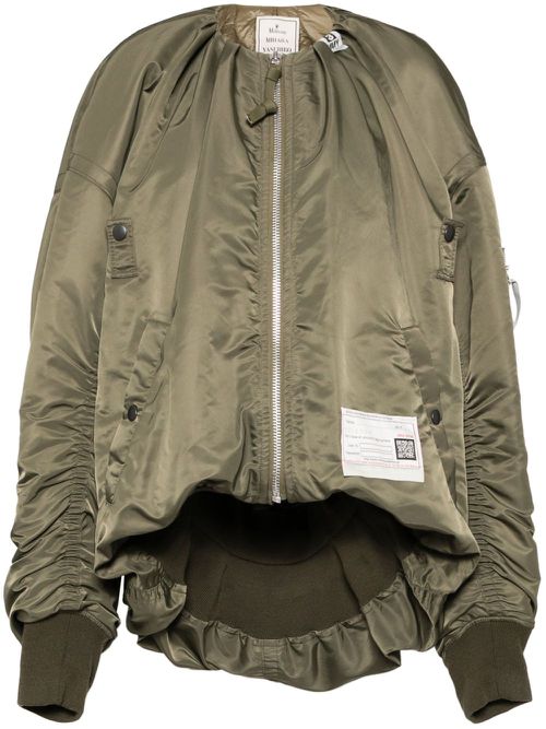 Extra-long-sleeved bomber jacket - Green