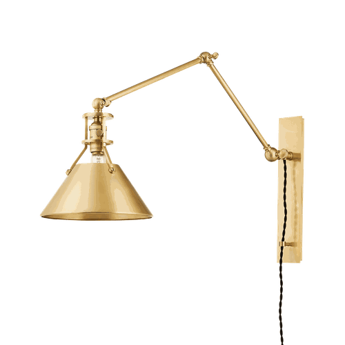 Aged Brass One Light Portable Wall Sconce from the Metal No. 2 Collection
