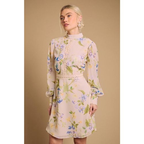 Oasis Women's Print Collar Mini Fit & Flare Dress in Crea