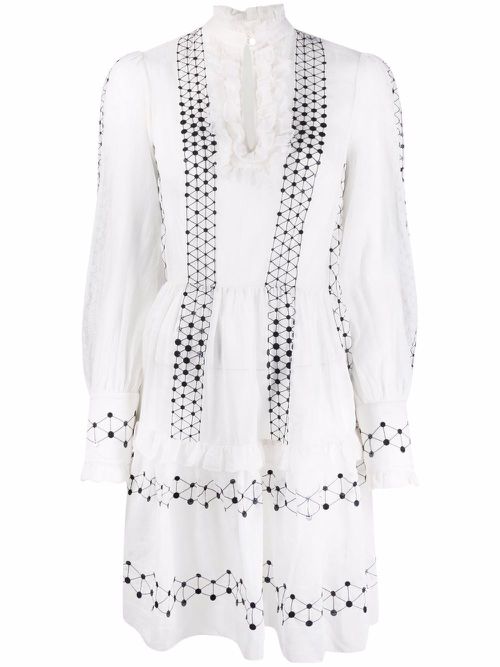 Robin long-sleeve mini dress - White
