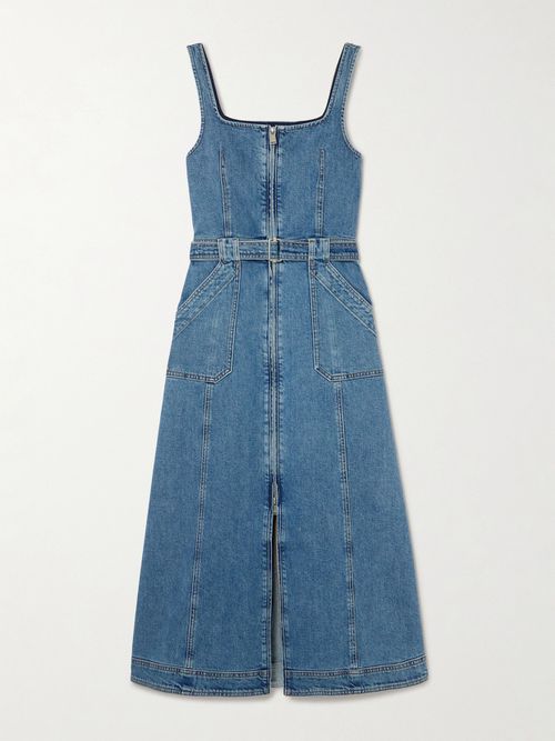 Manson Belted Denim Midi Dress - Blue