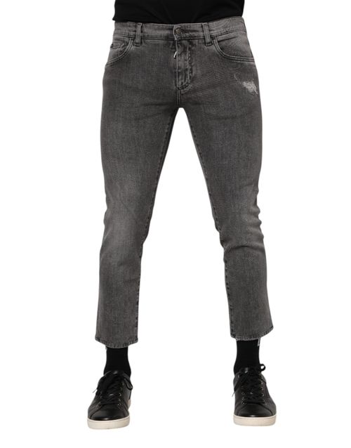 Skinny Cropped Denim Jeans — Gray