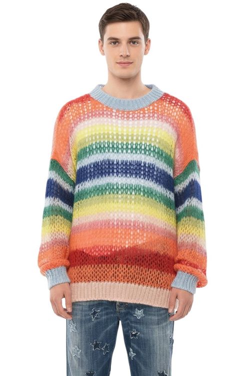 Multicolor Stripes Crew Neck Sweater