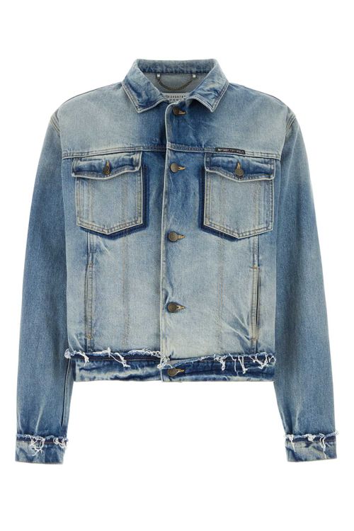 Distressed Denim Jacket — Blue