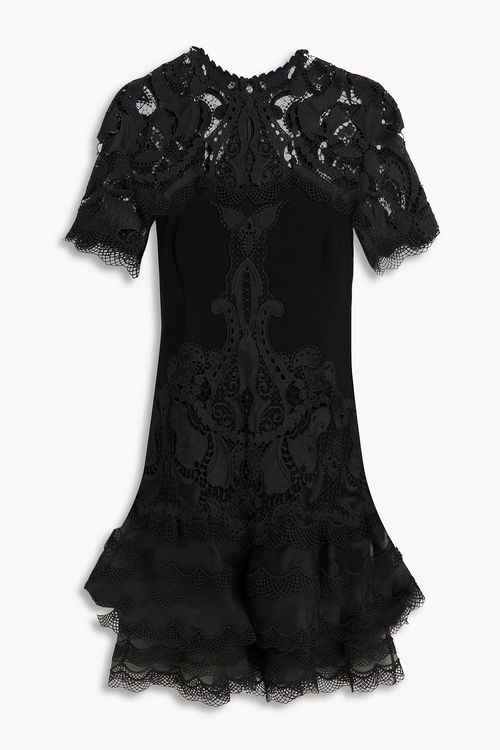 Paislee guipure lace-paneled crepe mini dress - Black - US 8