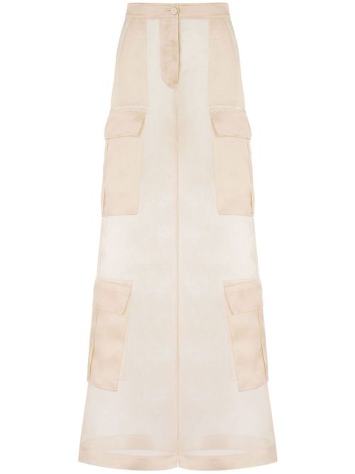 Silk wide-leg trousers - Neutrals