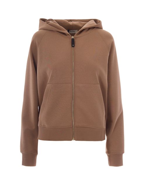 Hooded Cotton-Blend Sweatshirt — Camel