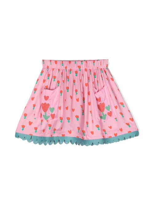 Floral-print curved skirt - Pink