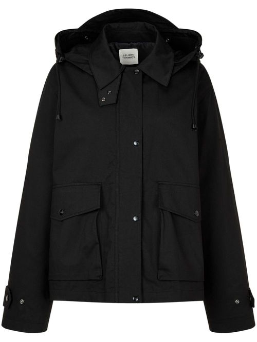 Drawstring hooded jacket - Black