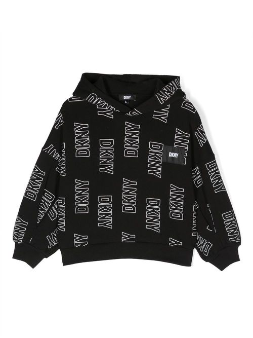 Logo-print cotton hoodie - Black
