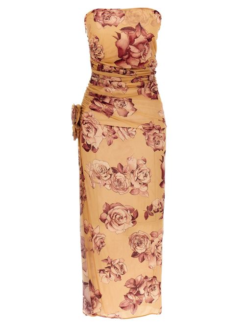 Floral Cupro Dress — Beige