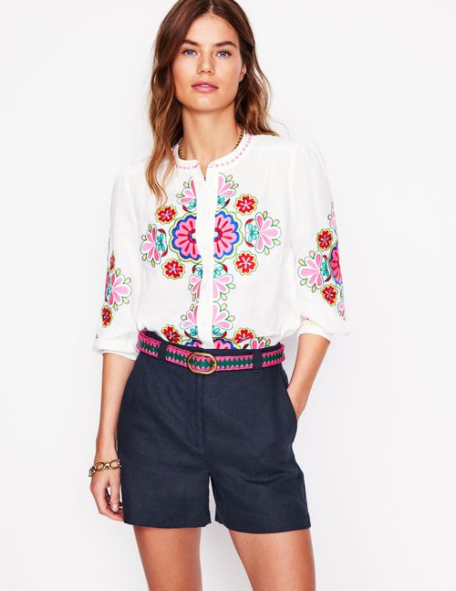 Westbourne Linen Shorts Navy Women 