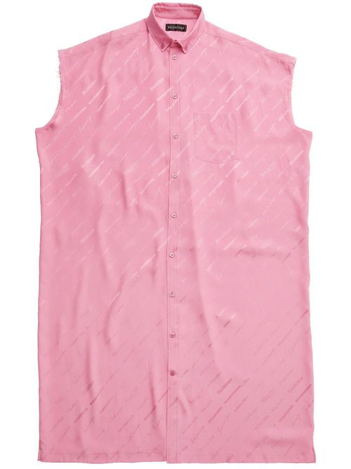 Logo-print silk shirt dress - Pink