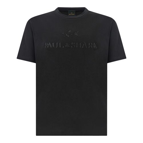 Lightweight cotton jersey T-shirt with print, Man, Black