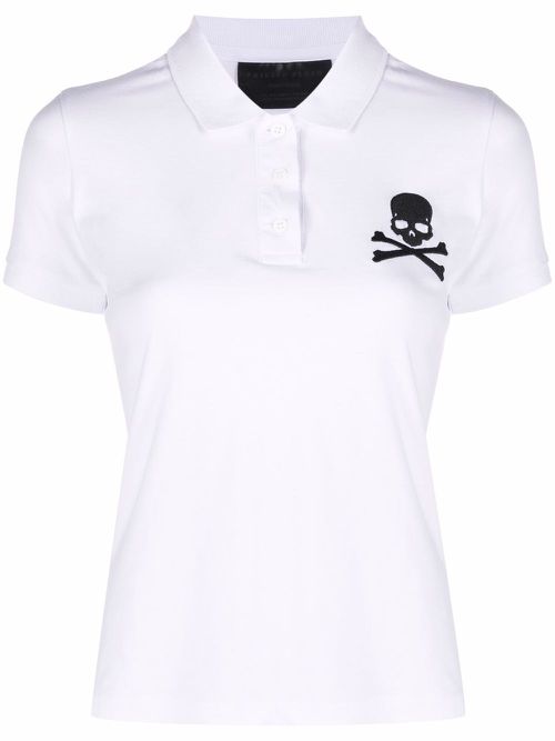 Skull-patch polo shirt - White