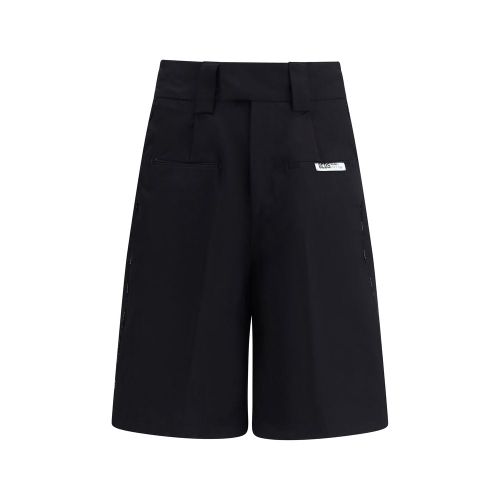 Cotton with Logo Piping Bermuda Shorts — Black