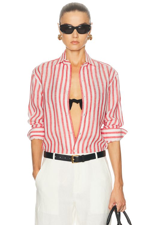 Ralph Lauren Collection HEMD CAPRI in Helles Rot & Weiß - Red,White. 2 also , 4