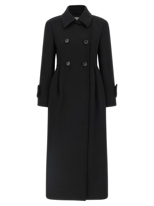 Double-Breasted Wool Coat — Black