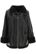 Oversized shearling-trim jacket - Black
