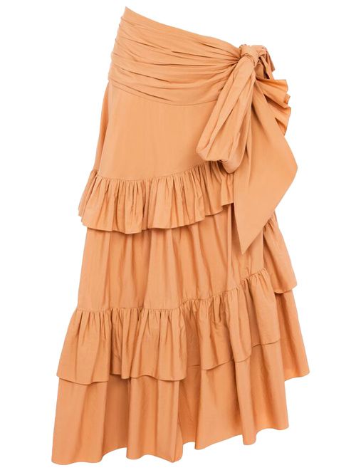 Long Skirt With Ruffles In Cotton Poplin